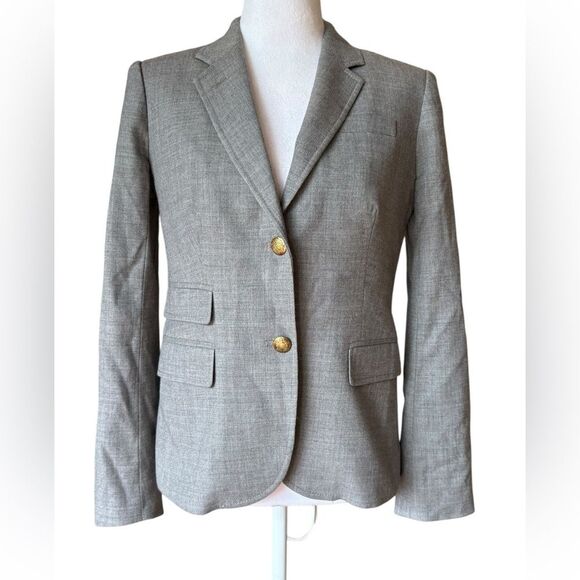 J Crew Schoolboy Blazer Gray Wool Double Button Womens Size 2 - Picture 1 of 11